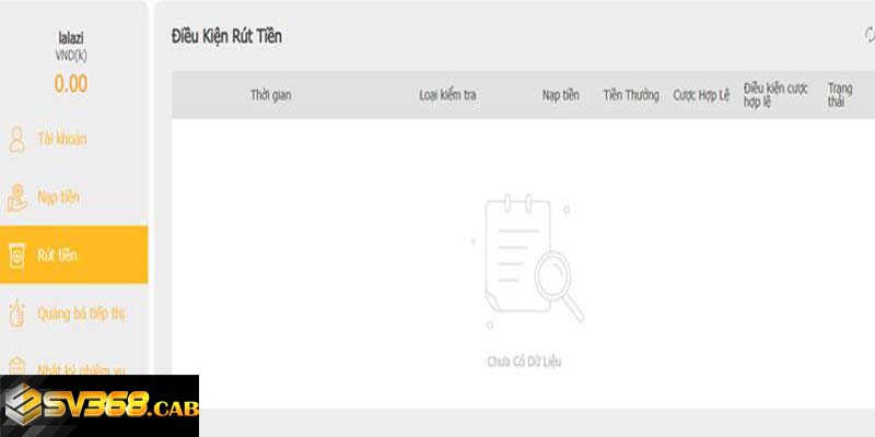 Điều kiện rút tiền Sv368